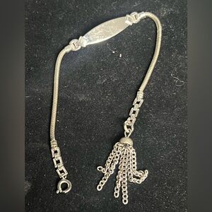 Sterling Silver ID Bracelet with Tassel Charm